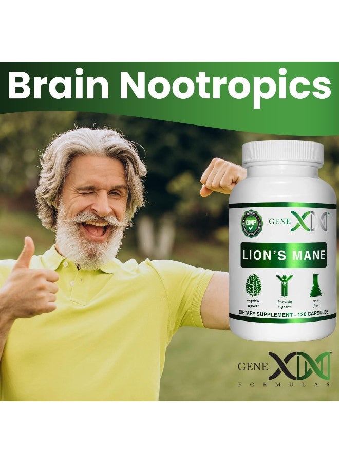 Genex Formulas Lions Mane Supplement With 100% Lions Mane Extract - Nootropics Brain Support Supplement For Brain Boost, Focus, Mental Clarity, Natural Energy, 1000Mg/Serving - (120 Capsules) - Image 5